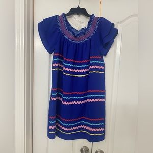 Blue dress rick rack trim details